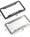 Custom Aluminum License Plate Frame For Front Or Rear, Rust Proof Car Plate Holder In Black and Silver, Size 12.3x6.4 inches