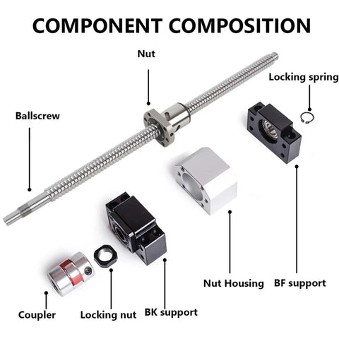 Beefy Ball Screw SFU2005 CNC Linear Drive Kit With Ball Nut And Nut Housing End Supports And Coupler 450mm Length