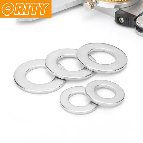 20 Pieces 18-8 304 Stainless Steel Flat Washers For Bolts, Rugged Rust Resistant Hardware displayed with caliper close-up