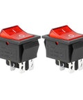 Two Pack DPST Four Pin Two Position On Off Boat Rocker Toggle Switches With Durable Nylon PA66 Housing Anti Corrosion And Anti Acid Easy Buckle Mounting For Marine Electrical Systems, two red switches