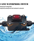 Waterproof Inline Cord Switch With Red Light Rocker Button DPST On Off Toggle Switch For Outdoor Use 20A 125V And 16A 250V Heavy Duty Start Stop Power Switch With Dual Entry And Exit Lines, IP66