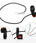 Awesome 22mm Handlebar Switch With 3-Speed Control For Motorcycle And Electric Bike. Smooth Shifting, Durable ABS Plastic Build, And Reliable Performance For A Breezy Ride! 22mm black ABS handlebar switch with 3-speed red button and wiring leads