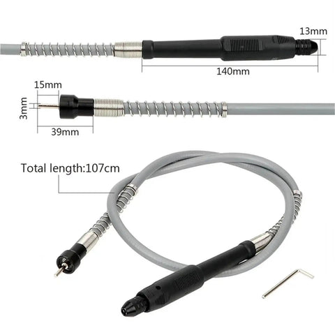 Kickass Flexible Shaft Drill Chuck Handle Compatible With Rotary Grinders And Mini Power Tools, flexible gray shaft, ergonomic design