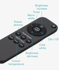 Close-up of remote control for Flush Mount Drum Ceiling Light With Remote Control, 12.6 Inch Diameter LED Fixture, dimming and color adjustment.