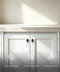 10 Pack Oval Zinc Alloy Cabinet Knobs With Straight Up Matte Black Finish on white cabinets with countertop.