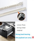 Heavy Duty Drawer Slide Rail 2-Section Telescopic Guide With Smooth Glide Bearings, 35kg Load Capacity, shown with thickness detail