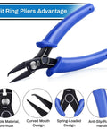 Split Ring Opener Tool For Jewelry Making, Keychain Pliers Set with anti-slip rubber handle and curved mouth design.