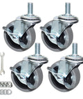 Heavy Duty Swivel Caster Wheels With Threaded Stem And Side Brake Locking Beefy Build For Furniture And Workbench Carts set of four with tools
