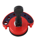 Diamond drill guide with red and black housing and vacuum suction base, adjustable 4–12 mm for glass/ceramic tile holes.