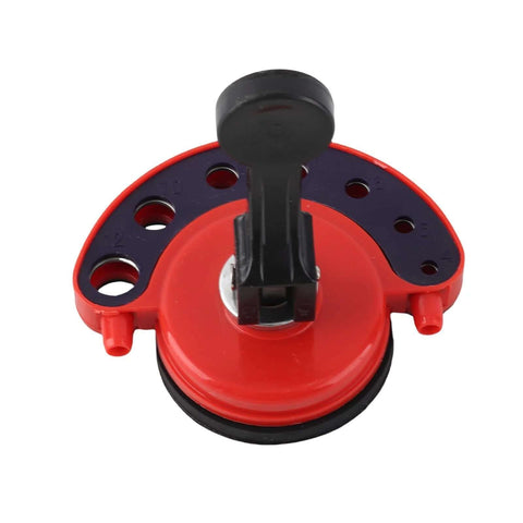 Diamond drill guide with red and black housing and vacuum suction base, adjustable 4–12 mm for glass/ceramic tile holes.