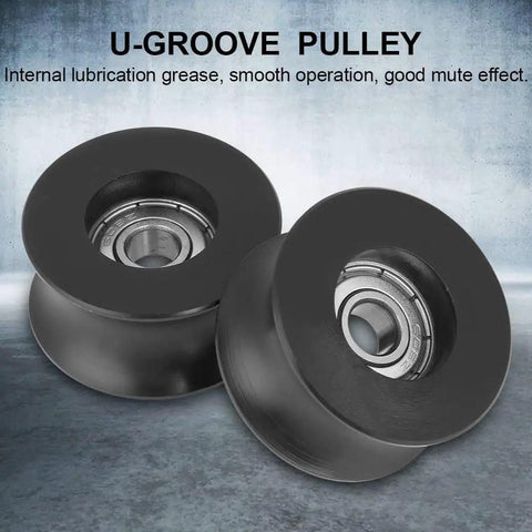 U Groove Nylon Guide Pulley Wheels Set 5 Pack 8x40x20mm Smooth Track Rollers For Furniture Hardware Sliding Doors Glass Panels Aluminum Doors Low Friction, black nylon U-groove pulley wheels
