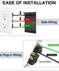 Wiring diagram for installation of Slick White Decora Outlet With Night Light 6 Pack 15 Amp Tamper Resistant Wall Insert.