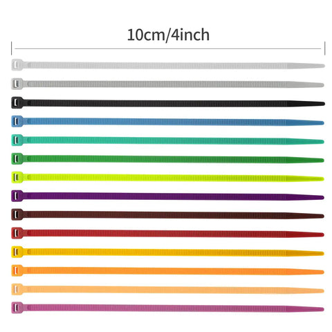 Colorful Zip Ties 1400 Pack 4 Inch Multicolor Plastic Wire Ties Assortment For Home Office Garden Garage And Workshop Self Locking Durable Cable Ties Great For Cables And Bundles