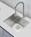 Undermount Kitchen Sink 20 By 16 Inch In 304 Stainless Steel, Single Bowl Bar Sink With Brushed Nickel Finish, modern kitchen.