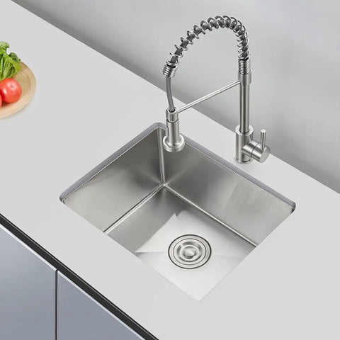 Undermount Kitchen Sink 20 By 16 Inch In 304 Stainless Steel, Single Bowl Bar Sink With Brushed Nickel Finish, modern kitchen.