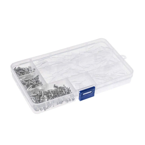 Ultimate 300 Piece Spade Connector Wire Crimp Terminal Assortment Kit With Insulating Sleeves In Sizes 2.8mm 4.8mm And 6.3mm For All Your Diy Electrical Projects clear plastic organizer box with metal terminals
