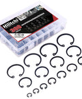 Alloy Steel Internal Circlip Snap Ring Set 300 Pieces In Fifteen Sizes From 8mm To 36mm Corrosion Resistant And High Temperature Tolerant Three Pack Kit For Mechanical Automotive And DIY Projects, with clear storage box