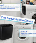 Magnetic Laundry Storage Bin With Large Lint Holder For Laundry Room Space Saving Trash Container That Hangs On Washer Dryer Or Wall Mount Durable Plastic Lint And Pet Hair Collector Black Finish