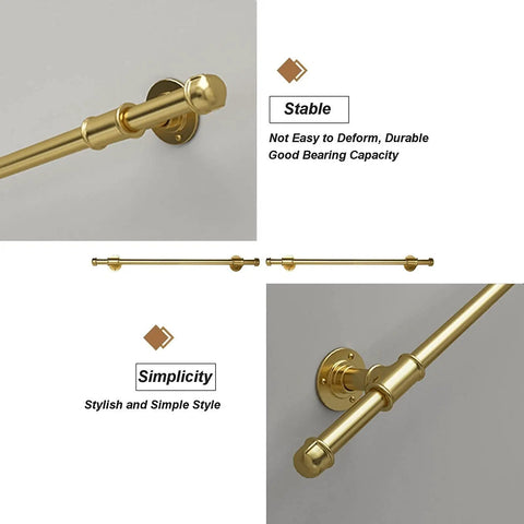 Solid Gold Wrought Iron Handrail For Indoor Or Outdoor Staircase Railing Brackets Wall Support Safety Banister No Sweat Install Kit, stable design close-up.