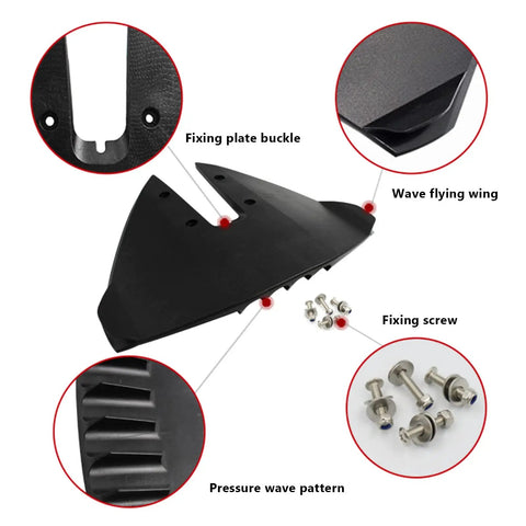 Hydrofoil Fin Stabilizer For Outboard Engines parts: fixing plate buckle, wave flying wing, fixing screws, pressure wave pattern