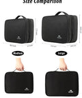 Size comparison of Travel Electronics Organizer Case Water Resistant Cable Organizer Bag For Travel Essentials Gear And Gadgets.
