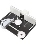 Rock Solid Aluminum Router Table Insert Plate With Miter Gauge For Woodworking Trimming And Flip Milling Jig To Keep Seams Tight And Level Up Your Shop Setup Fast In Matte Black with guide rail and adjustable settings.