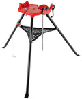 Tripod Pipe Stand With Chain Vise, Portable One Eighth To Six Inch Capacity with foldable steel legs and tool tray