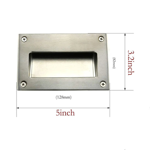 2 Pack 5x3.2 Inch Stainless Steel Hidden Recessed Flush Pull Handles Square Concealed Furniture Hardware For Doors, Drawers, Cupboards And Cabinets