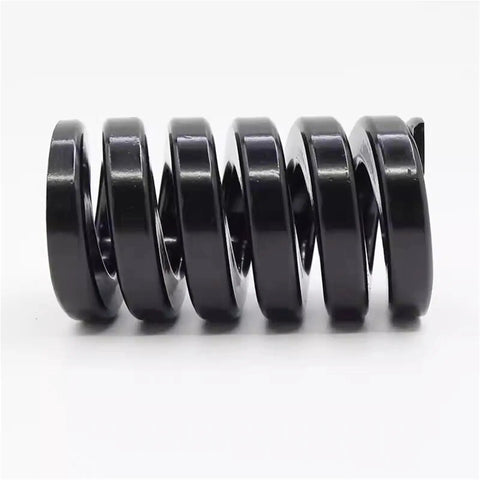 Check Out These Sweet Black Die Mold Stamping Alloy Steel Compression Springs For Industrial Grabs And Hold Downs Perfect Fit With 35mm Outer And Inner Diameter For Heavy Duty Work And Serious Gear Needs. Side view of black alloy steel spring with visible coils.