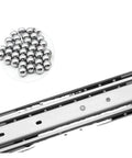 Heavy Duty Drawer Slides With Lock, 120kg Load Capacity, showing steel ball bearings for smooth operation and full extension.
