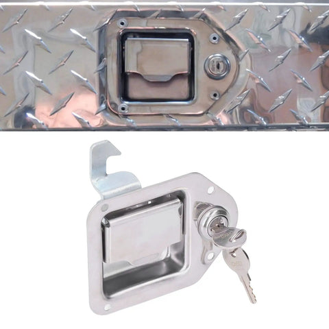 Top Shelf Heavy Duty Truck Toolbox Lock Handle With Two Keys Forged From Genuine 304 Stainless Steel Bright Chrome Paddle Latch Secures Gear For Rv Atv Utv Trailers
