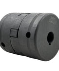 Beefy L-Jaw Coupling Set Flexible 3-Piece, Bore Range 1/2 Inch To 3/4 Inch, Rubber Spider Included, Dual Set Screws, For Log Wood Splitter, Multi Flex L095 Series, HT250 Cast Iron, Corrosion Resistant Drive Shaft Coupler, close-up