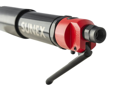 Close-up of Beast Heavy Duty Air Needle Scaler handle and casing for tough surface prep, rust and paint removal, one and one eighth inch stroke.