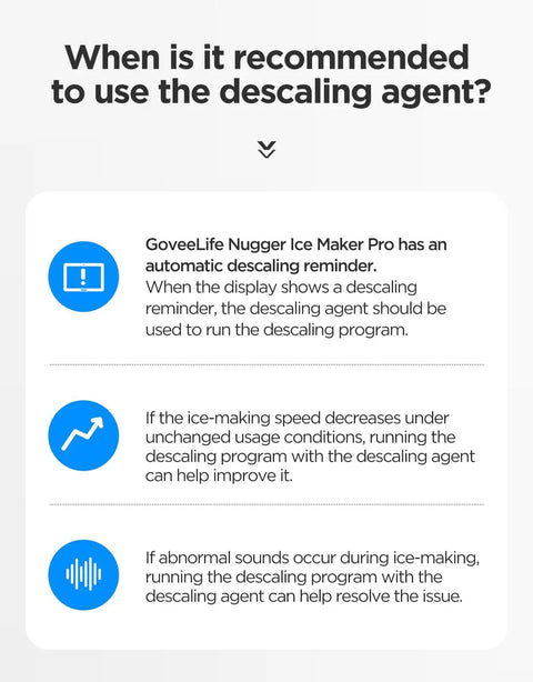 Nugget Ice Maker Descaler For H8120 6 Pack Descaling Solution chart for descaling reminder and usage guide