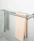 Adjustable Wall Mount Towel Rack Set 15 To 27 Inches Two Pack Stainless Steel SUS304 Brushed Nickel Finish with towels on rack