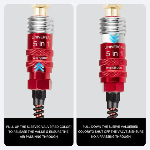 Boss Grade 1 4 Inch By 100 Feet Flex Air Compressor Hose Rated To 300 Psi With Easy Glide Bend Restrictor and Quick Connect 5-in-1 universal swivel air fitting