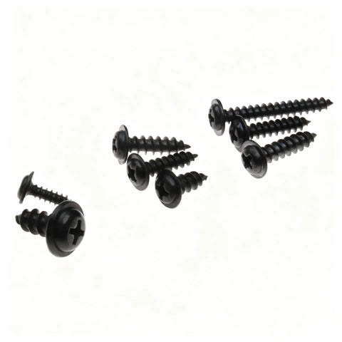Close-up of screws from 340 Piece Black Zinc Plated Self-Tapping Screw Set M3 To M4.8 For Metal Plastic And Wood