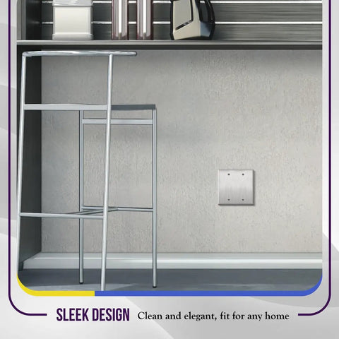 Rugged 2 Gang Blank Wall Plate Made From 430 Stainless Steel Rust Resistant and UL Listed 4.50 by 4.57 Inches on wall