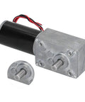 Top Shelf 12V Self Locking Dc Gear Motor Features A Tough Die Cast Aluminum Shell with black and silver finish for various applications.