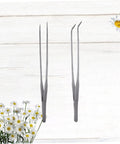Stainless Steel Aquarium Plant Tweezers Set 2 Pack With Straight And Curved Tips For Easy Fish Tank Planting Durable Rust Resistant Tools For Aquascaping And Aquarium Maintenance, straight and curved