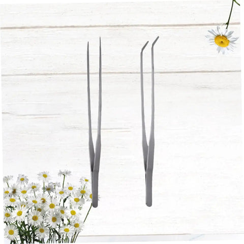 Stainless Steel Aquarium Plant Tweezers Set 2 Pack With Straight And Curved Tips For Easy Fish Tank Planting Durable Rust Resistant Tools For Aquascaping And Aquarium Maintenance, straight and curved