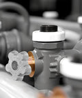 Close-up of Gas Valve Handle Replacement Handwheel Set on industrial cylinder, showing aluminum alloy hex grip knob detail.