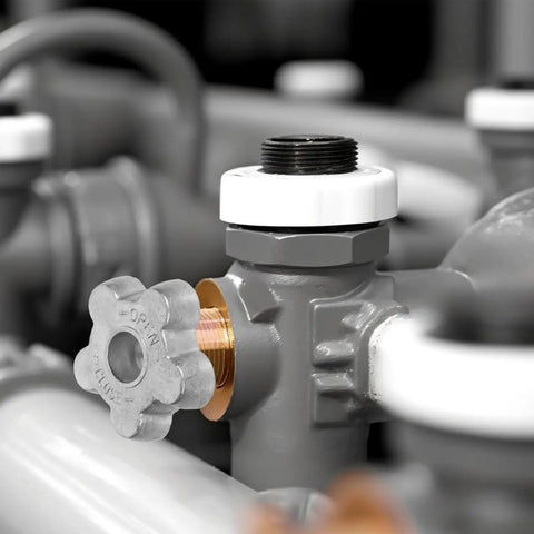 Close-up of Gas Valve Handle Replacement Handwheel Set on industrial cylinder, showing aluminum alloy hex grip knob detail.