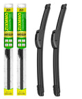Premium All Season Windshield Wiper Blades 22x22 Inches Direct Hook Beam in packaging with two black blades for heavy duty use.