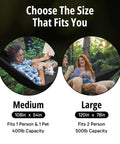 Durable Nylon Camping Hammock For Outdoors, Ultra Portable Tree Hammock, Single Or Double Size, showing medium and large size options.