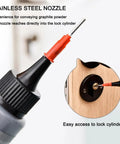 Dry Graphite Lubricant Powder For Locks And Keys 50ml Pro Grade Long Lasting No Dust Lube With stainless steel nozzle in use