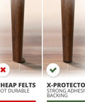 Comparison of table legs with cheap felt pad and Crazy Big 357 Piece Felt Furniture Pads Pack for floor protection.
