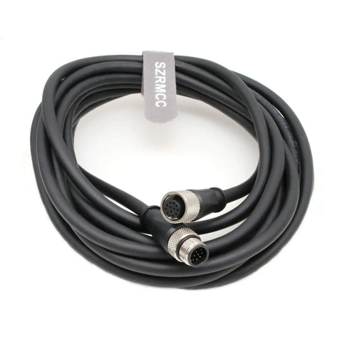 Coiled M12 12-Pin Male To Female Sensor Actuator Cable For Cognex In-Sight And DataMan Vision Systems, 15m