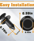 Heavy Duty U Type Nut And Screw Kit For UTV ATV And Snowmobile Featuring Rock Solid Nylon Rivets dimensions with easy installation details.