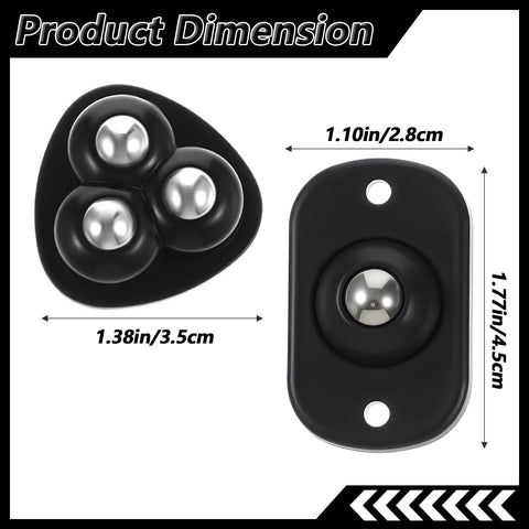 8 Piece Appliance Casters Self Adhesive Caster Wheels Furniture Sliders Universal Rollers With 3 Ball And 1 Ball Designs shown in dimensions.